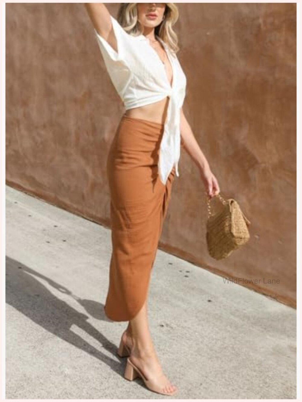 Crop Top Short Sleeve Deep V Neck Front Tie Casual Blouse Shirt - Picture 3 of 4